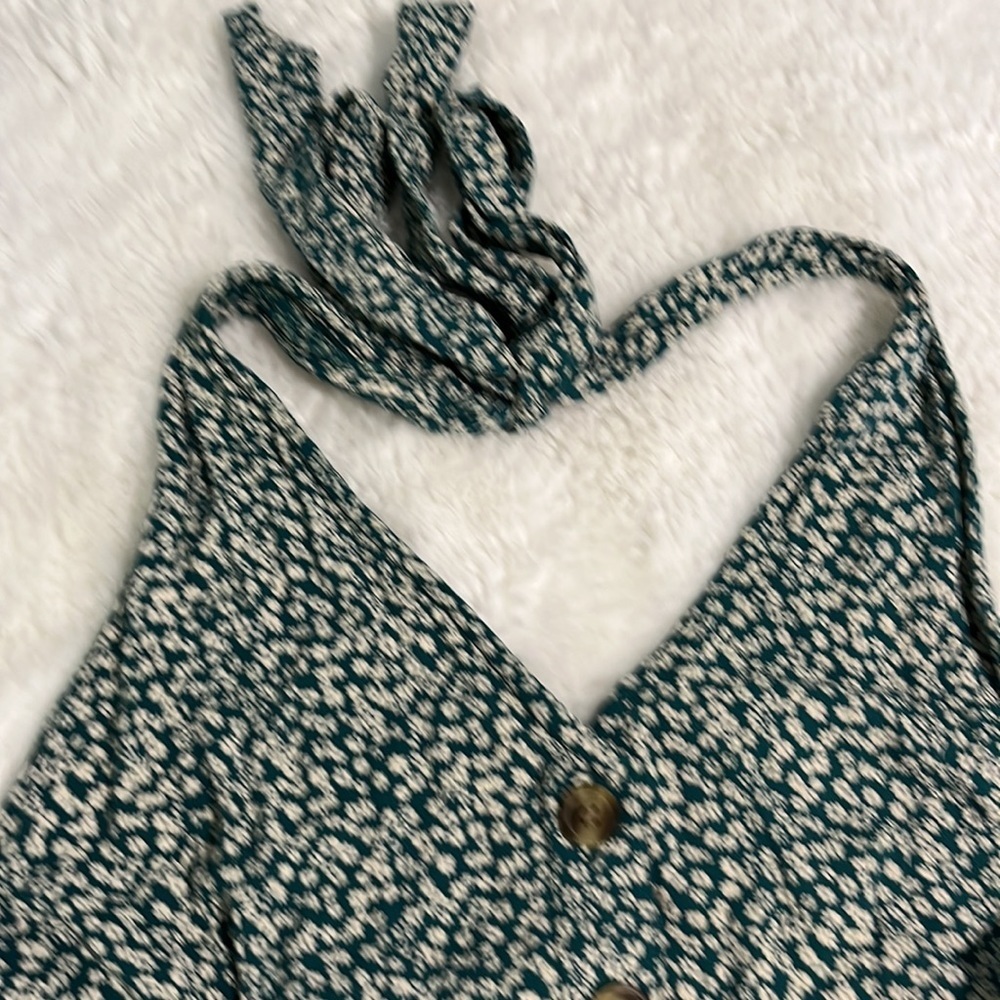 American Eagle Floral Halter Jumpsuit Wide Leg Romper Summer - Picture 7 of 8